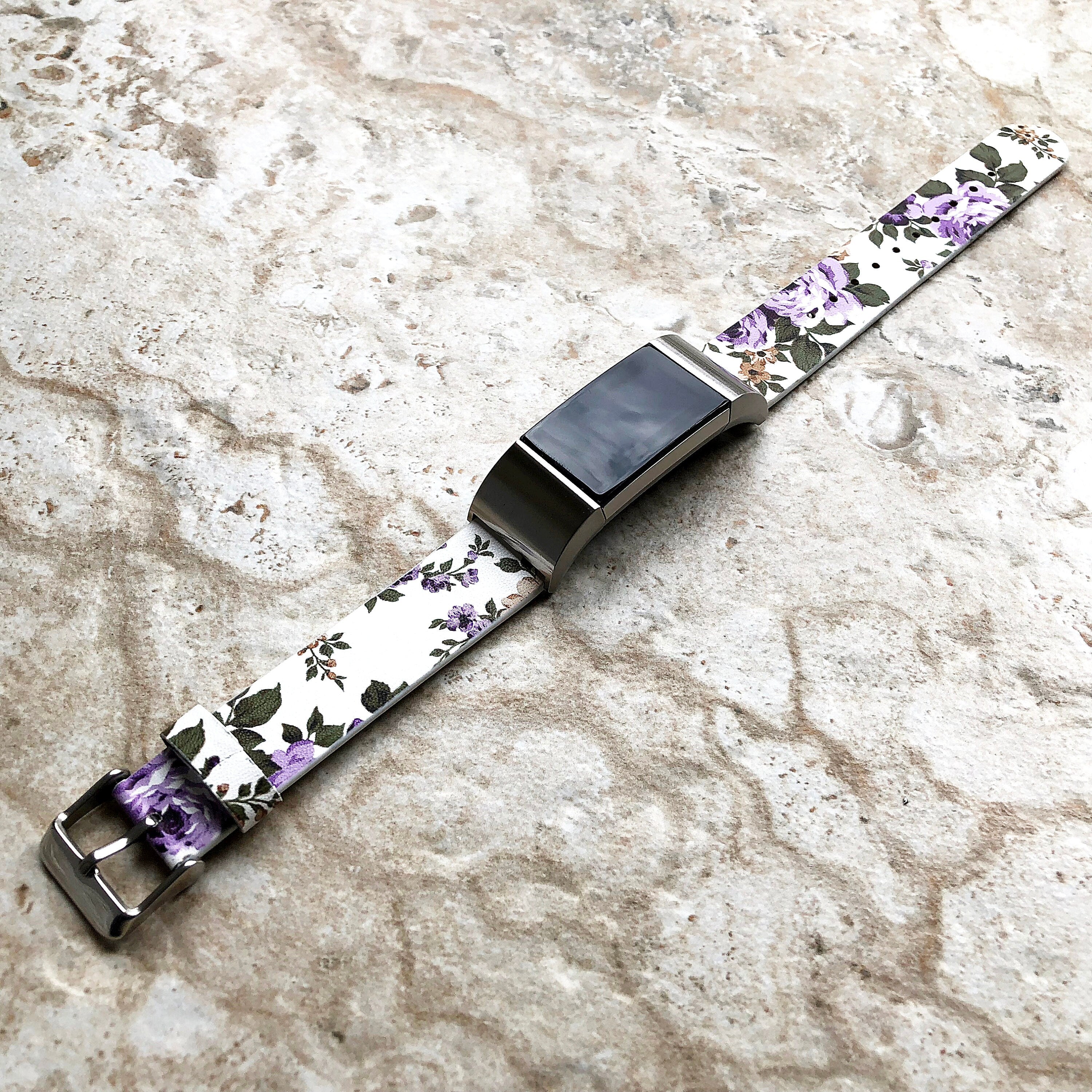 Fitbit Charge 6 5 4 3 FL-4 Soft Leather Band Strap for Fitness Tracker Replacement Wristband Bracelet w Adapters Quick Release - Connectors